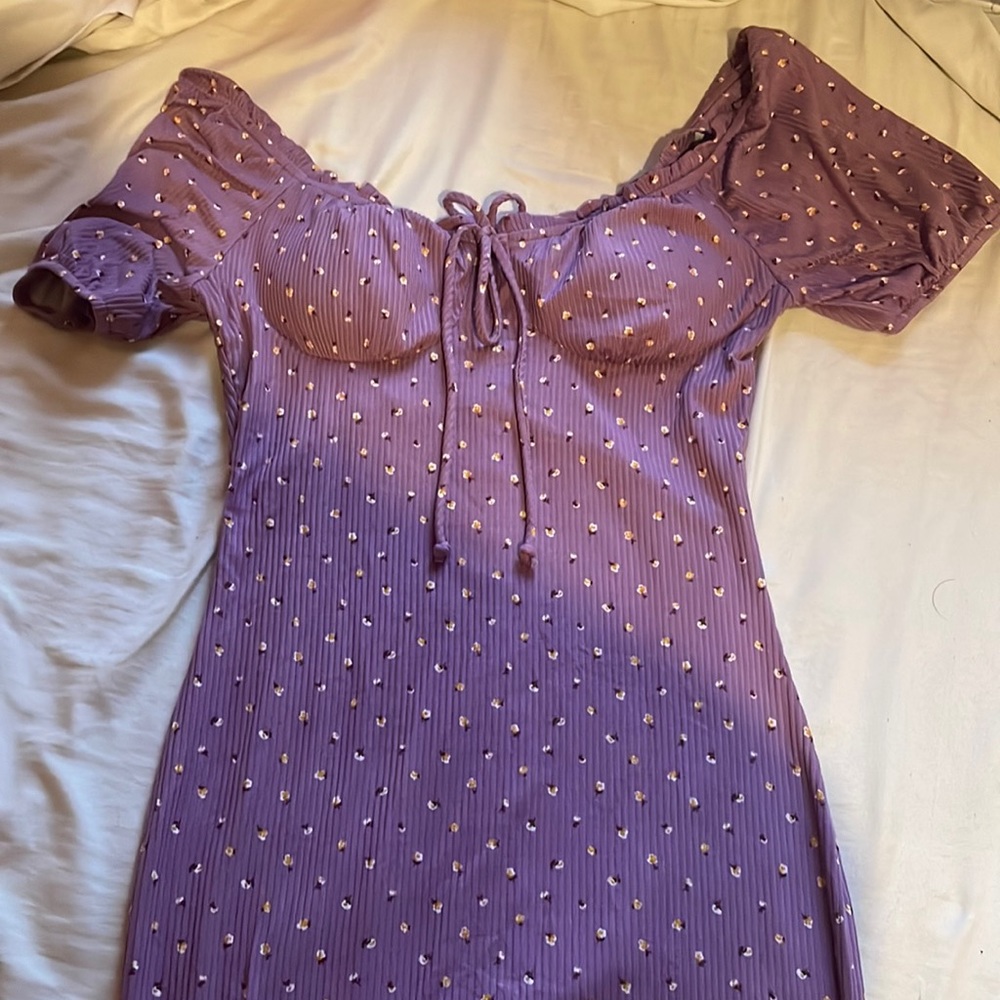 Purple Floral Bodycon Dress